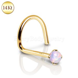 Product 14Kt Yellow Gold Nose Screw with Prong Set Opalite