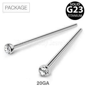 Product 30pc Package of Titanium Press Fit CZ Fishtail Nose Ring in Assorted Sizes - 20GA