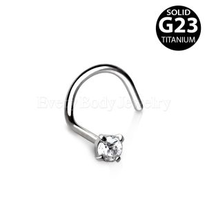 Product Titanium Screw Nose Ring with Prong Set CZ