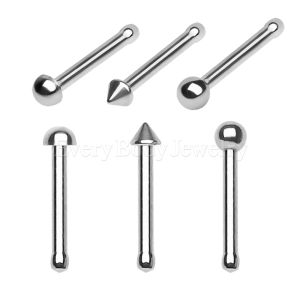 Product 316L Surgical Steel Stud Nose Ring with One Ball, Dome, Spike 