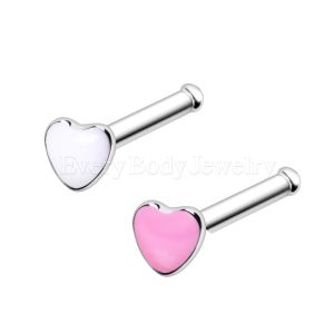 Product 316L Surgical Steel Epoxy Heart Stud Nose Ring