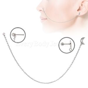 Product 316L Stainless Steel Moon Chain Nose + Cartilage Earring