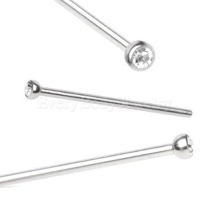 Product 316L Surgical Steel Fish Tail Nose Ring with Clear Press Fit CZ