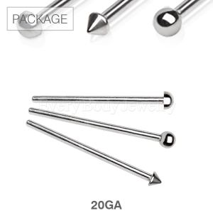 Product 30pc Package of 316L Stainless Steel 3/4" Fish Tail Nose Ring in Assorted Styles - 20GA