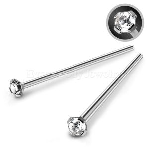 Product 316L Stainless Steel Prong Set CZ Fishtail Nose Ring
