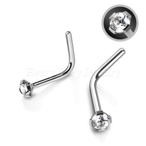 Product 316L Stainless Steel Prong Set CZ L Bend Nose Ring
