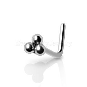 Product 316L Stainless Steel Triple Ball L Bend Nose Ring