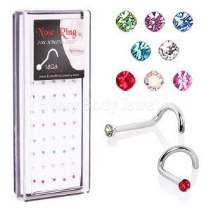 Product 40pcs 316L Surgical Steel Press Fit Mixed-Color CZ Nose Screw Package in Acrylic Display 
