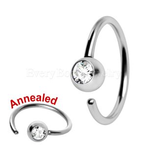 Product 316L Surgical Steel Annealed Press Fit CZ Ball Nose Hoop
