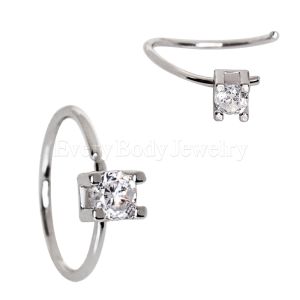Product 316L Stainless Steel Prong Set CZ Nose Hoop / Cartilage Earring