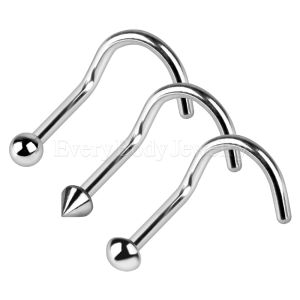 Product 316L Stainless Steel Screw Nose Ring with Ball / Dome / Spike