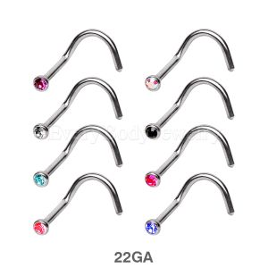 Product 22GA 316L Surgical Steel Nose Screw with Press-Fit Gem 