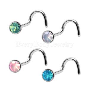 Product 316L Surgical Steel Opalite Screw Nose Ring