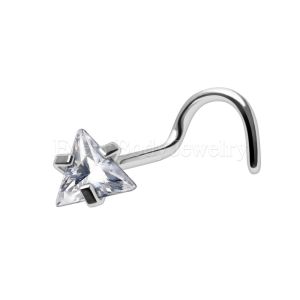 Product 316L Stainless Steel Prong Set Triangle Cut CZ Nose Screw