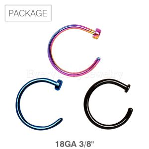 Product 30pc Package of PVD Plated 316L 18GA Nose Hoop in Assorted Colors