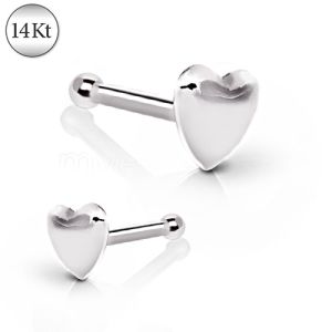 Product 14Kt White Gold Stud Nose Ring with a Heart