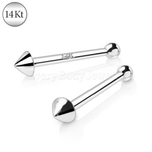 Product 14Kt White Gold Stud Nose Ring with a Spike