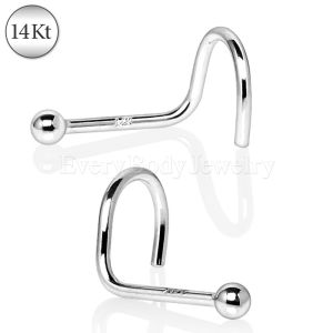 Product 14Kt White Gold Screw Nose Ring with a Ball