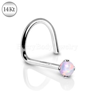 Product 14Kt White Gold Nose Screw with Prong Set Opalite