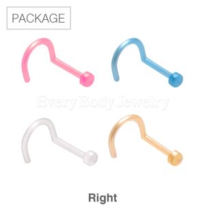 Product 40pc Package of Flexible Polypropylene Metallic Color Screw Nose Ring in Assorted Colors - Right 