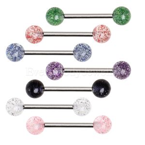 Product 316L Surgical Steel Nipple Bar with UV Coated Glitter Balls