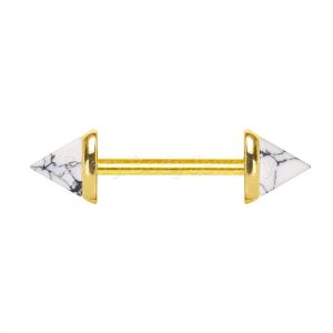Product Gold Plated Howlite Triangle Nipple Bar