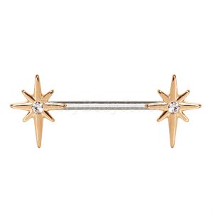 Product Rose Gold Plated Northern Star Nipple Bar