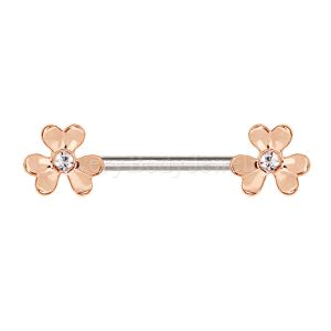 Product Rose Gold Plated Jeweled Clover Leaf Nipple Bar