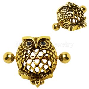 Product Antique Gold Plated Owl Dome Shape Nipple Shield