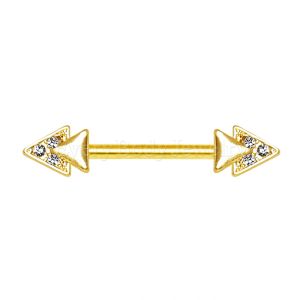 Product Gold Plated Jeweled Double Triangle Nipple Bar