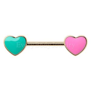 Product Gold Plated Double Colored Heart Nipple Bar