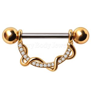 Product Gold Plated Multi Jeweled Twisted Vine Nipple Shield