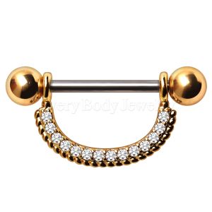 Product Gold Plated Ornate Multi Jeweled Nipple Shield