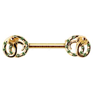 Product Gold Plated Coiled Up Cobra Snake Nipple Bar