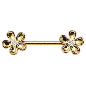 Product Gold Plated Daisy Flower Nipple Bar