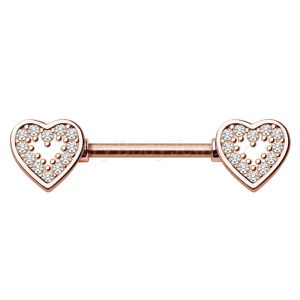 Product Rose Gold Plated Glittering Heart Nipple Bar