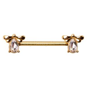 Product Gold Plated Jeweled Bee Nipple Bar