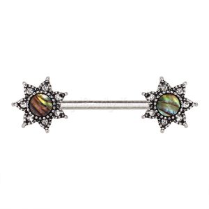 Product 316L Stainless Steel Abalone Shell Inlay Star Nipple Bar