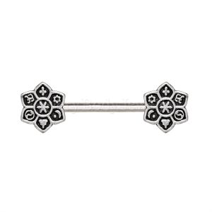 Product 316L Stainless Steel Religious Symbols on Lotus Flower Nipple Bar