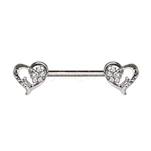 Product 316L Stainless Steel Jeweled Lovely Heart Nipple Bar