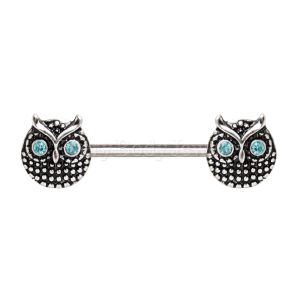 Product 316L Stainless Steel Blue Eyed Owl Nipple Bar