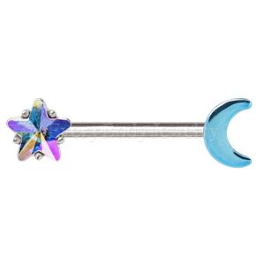 Product 316L Stainless Steel Aurora Star and Moon Nipple Bar