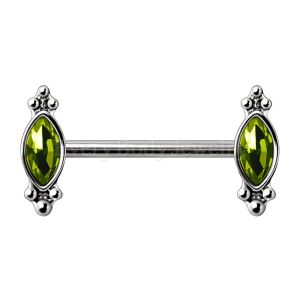 Product 316L Stainless Steel Green Ornate Nipple Bar