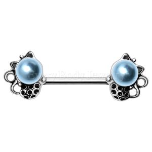 Product 316L Stainless Steel Light Blue Pearl Cat Nipple Bar