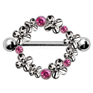 Product 316L Stainless Steel Pink Flower Wreath Nipple Shield