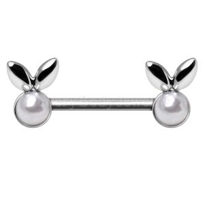 Product 316L Stainless Steel White Faux Pearl Bunny Nipple Bar