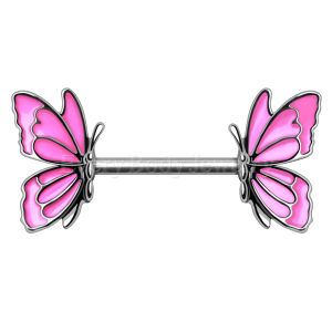 Product 316L Stainless Steel Pink Butterfly Nipple Bar