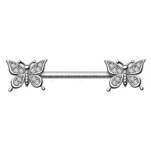 Product 316L Stainless Steel Glittering Butterfly Nipple Bar