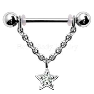 Product 316L Stainless Steel Chained Star Dangle Nipple Ring