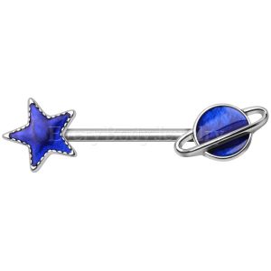 Product 316L Stainless Steel Blue Galaxy Nipple Bar